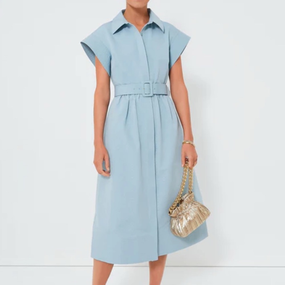 Tuckernuck Light Blue Belted Midi Shirt Dress